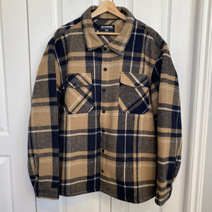 Men's DAKINE Plaid Shirt Jacket XXL Tan Navy